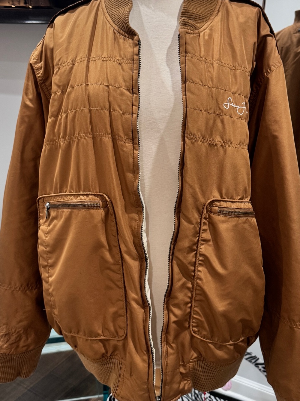 Sean John Vintage Reversible Quilted Bomber Jacket